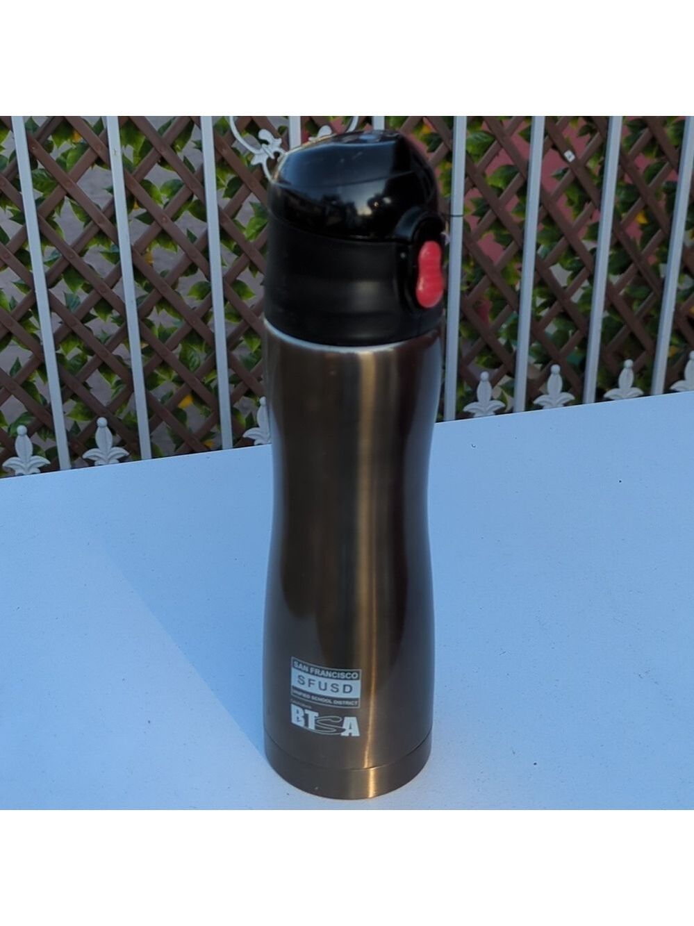 SFUSD BISA Stainless Steel Water Bottle‎ Flip Top Lid San Francisco Schools